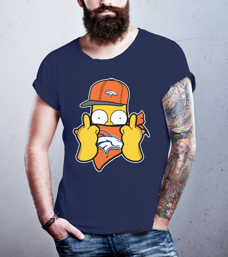 Denver Broncos Homer Simpson Middle Finger Gesture T-Shirt