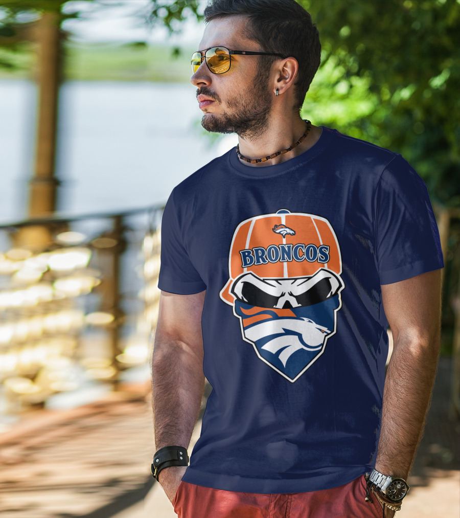 Broncos Skull Bandana Cap Logo Denver Broncos T-Shirt