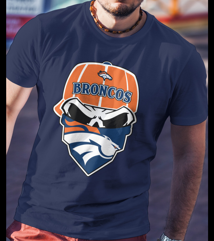 Broncos Skull Bandana Cap Logo Denver Broncos T-Shirt