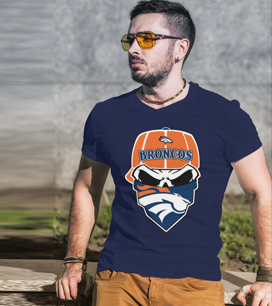 Broncos Skull Bandana Cap Logo Denver Broncos T-Shirt