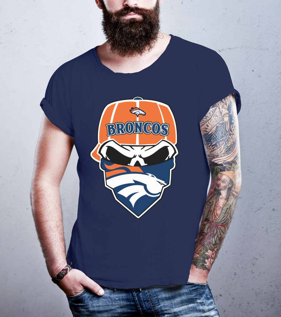 Broncos Skull Bandana Cap Logo Denver Broncos T-Shirt