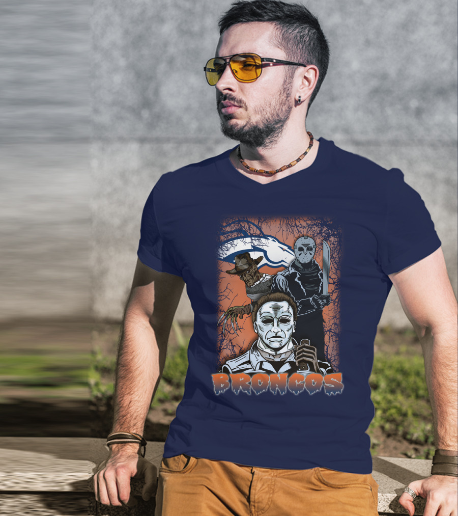 Broncos Horror Icons Halloween Denver T-Shirt