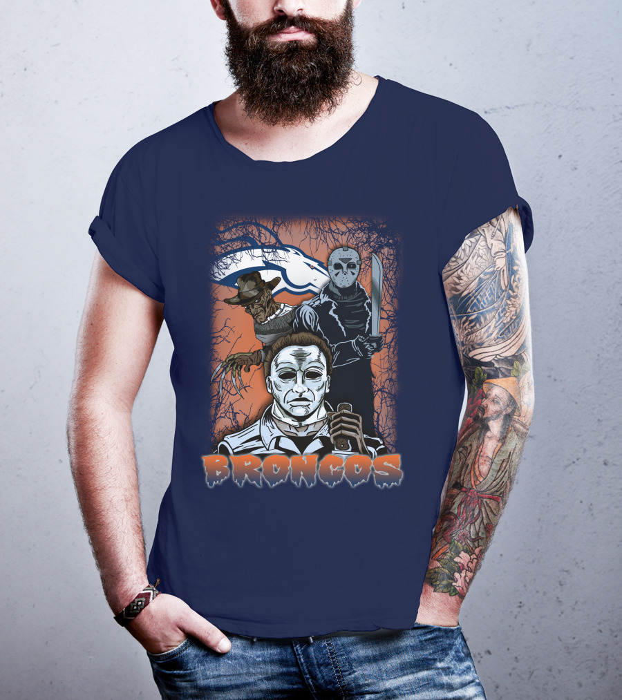Broncos Horror Icons Halloween Denver T-Shirt