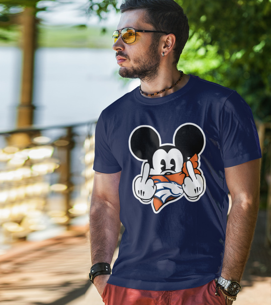 Denver Broncos Mickey Middle Fingers T-Shirt