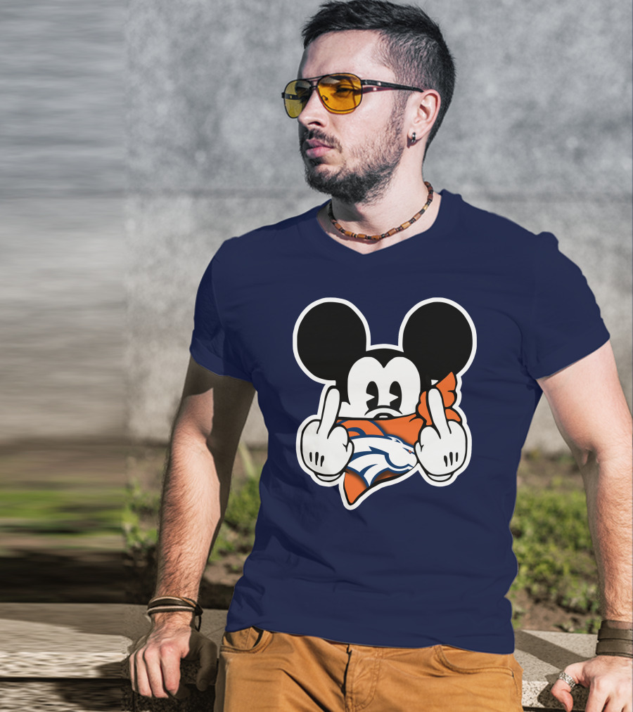 Denver Broncos Mickey Middle Fingers T-Shirt