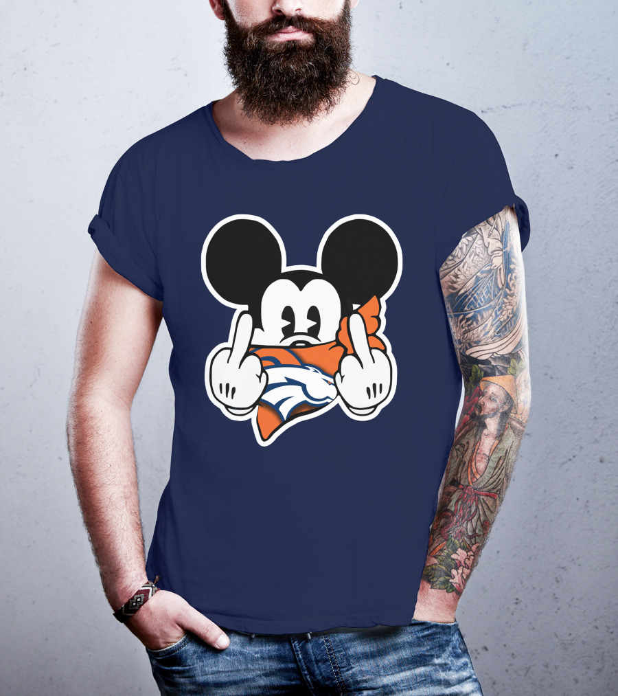Denver Broncos Mickey Middle Fingers T-Shirt