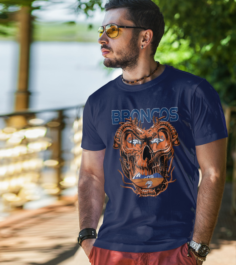 Dragonskull Broncos Football Logo Denver Broncos T-Shirt