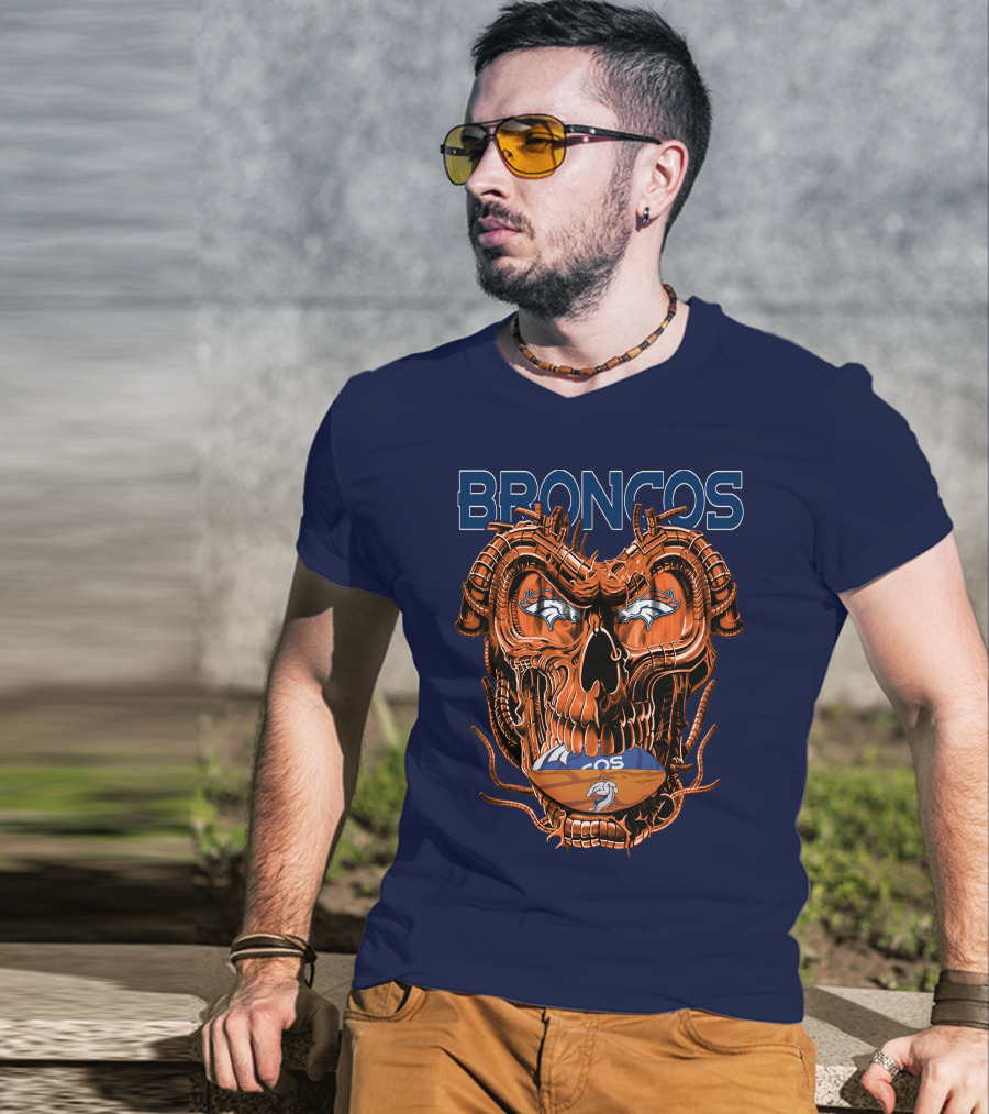 Dragonskull Broncos Football Logo Denver Broncos T-Shirt