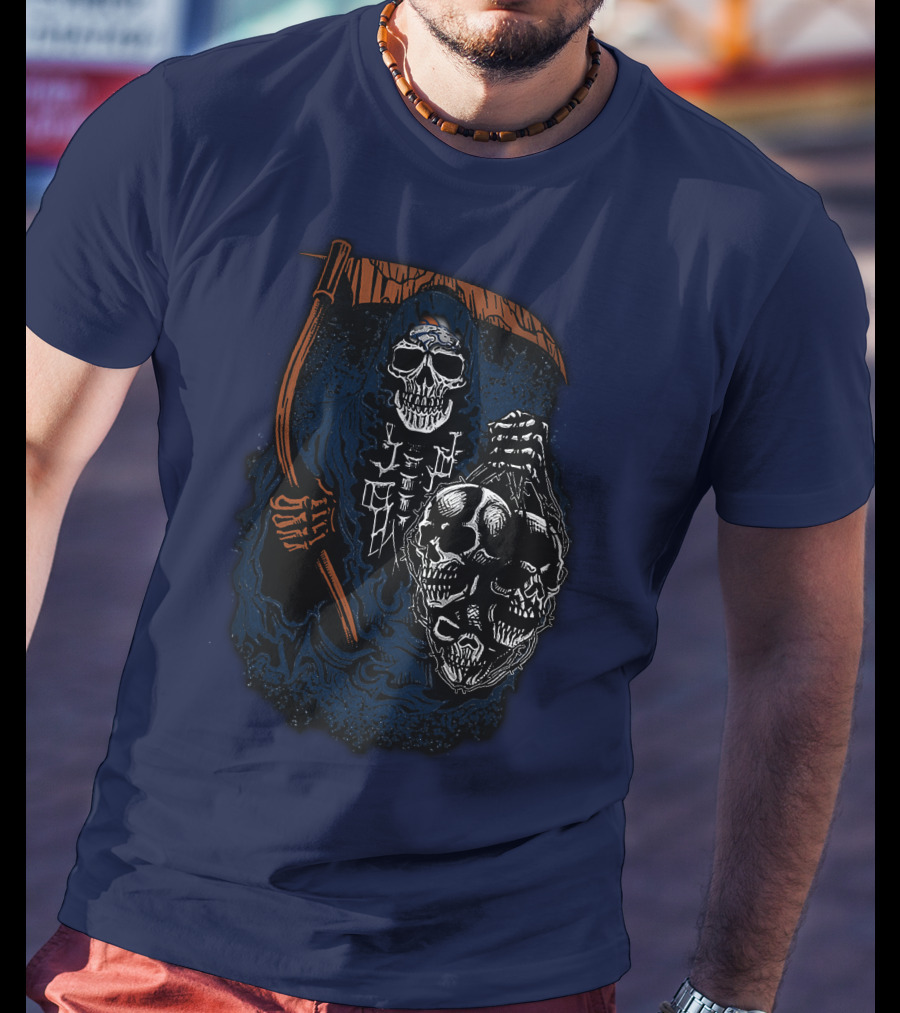 Denver Broncos Grim Reaper Skull Art T-Shirt