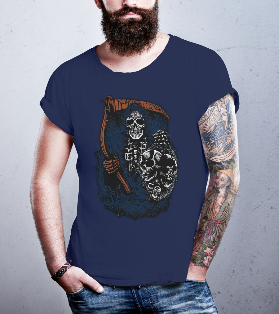 Denver Broncos Grim Reaper Skull Art T-Shirt