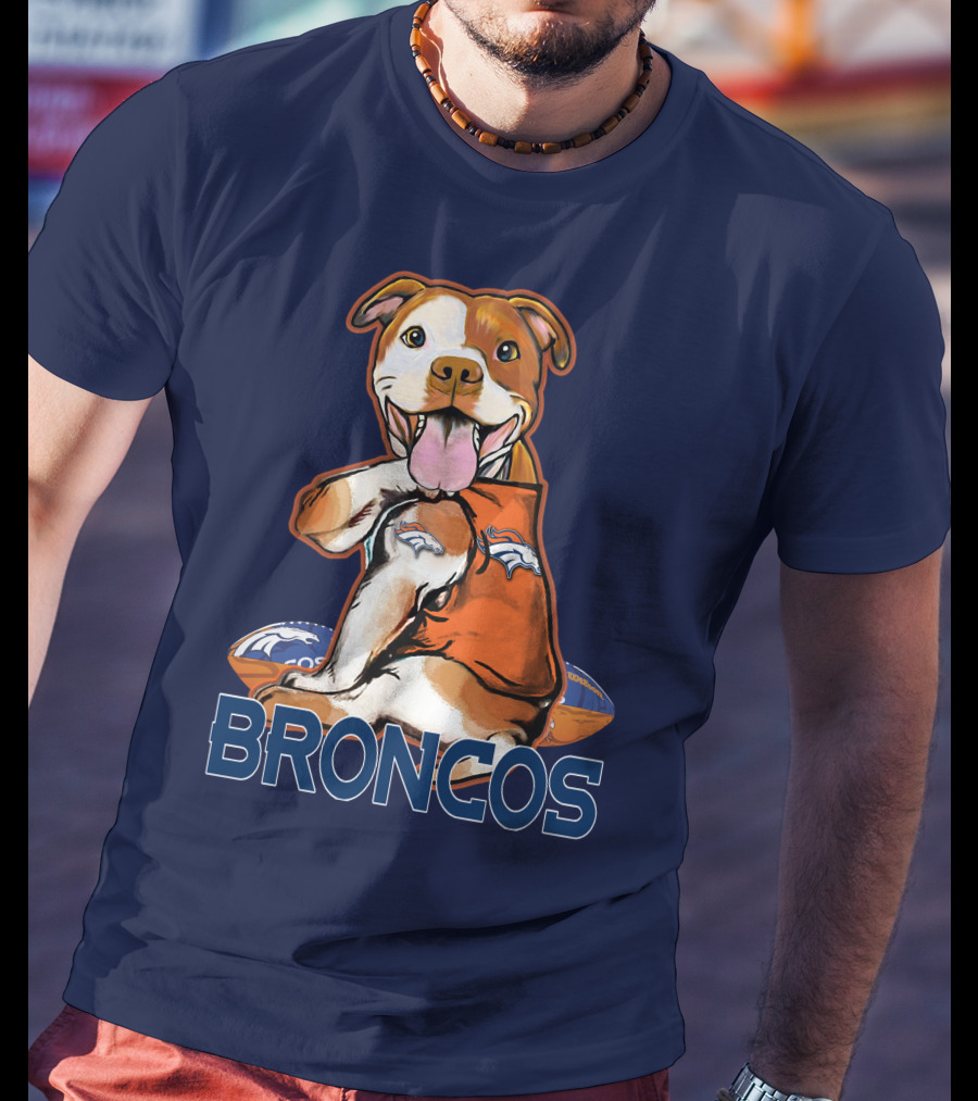 Pittbull Broncos Denver Football Puppy T-Shirt