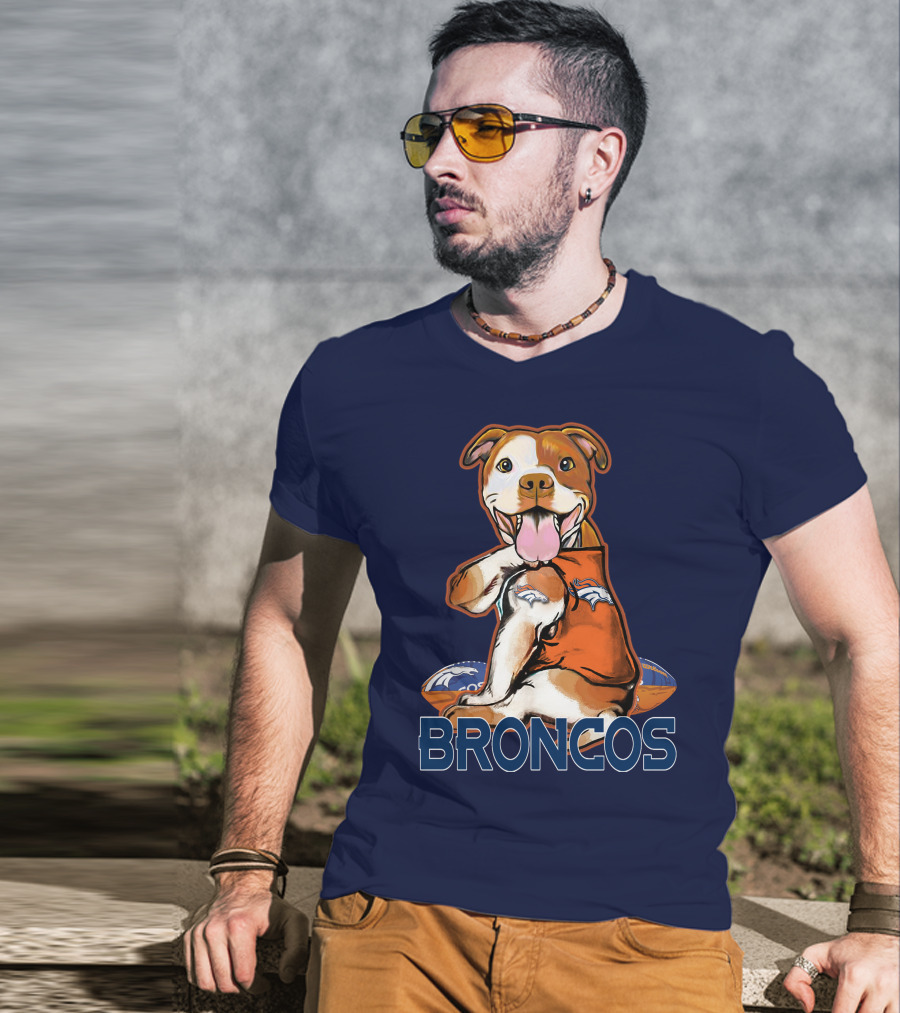 Pittbull Broncos Denver Football Puppy T-Shirt