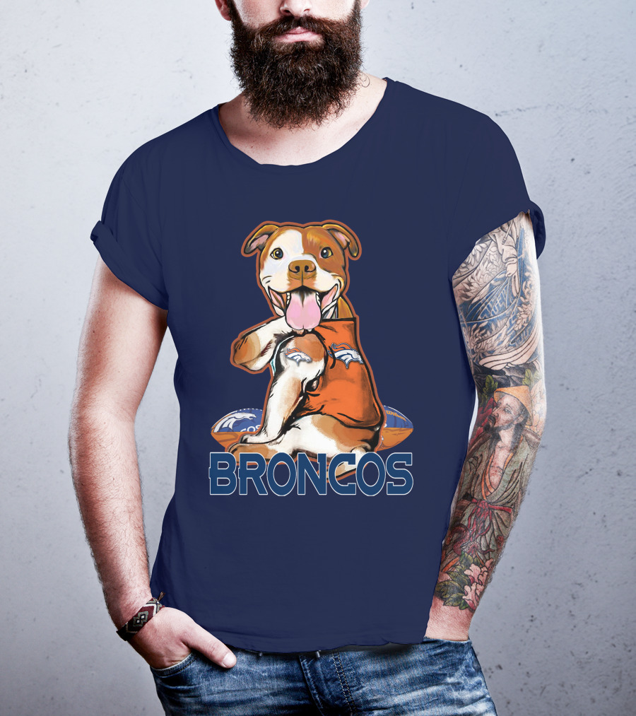 Pittbull Broncos Denver Football Puppy T-Shirt