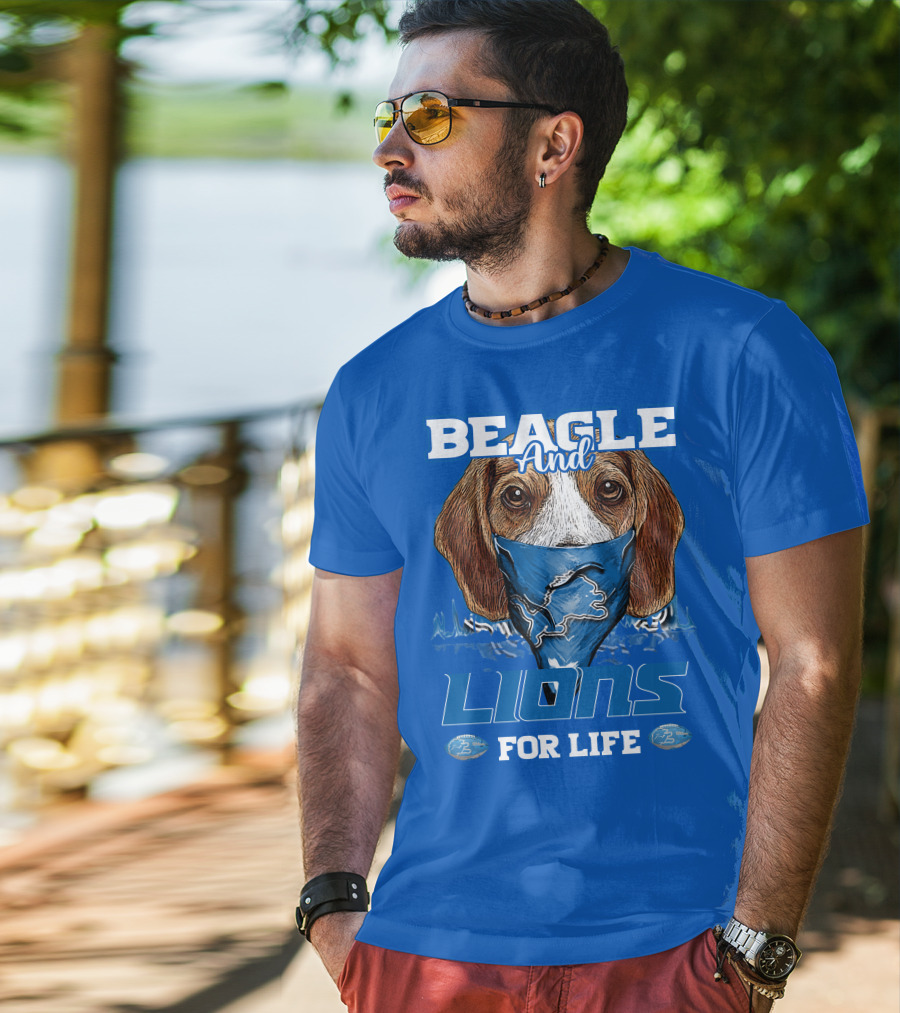 Beagle And Lions For Life Detroit Lions T-Shirt