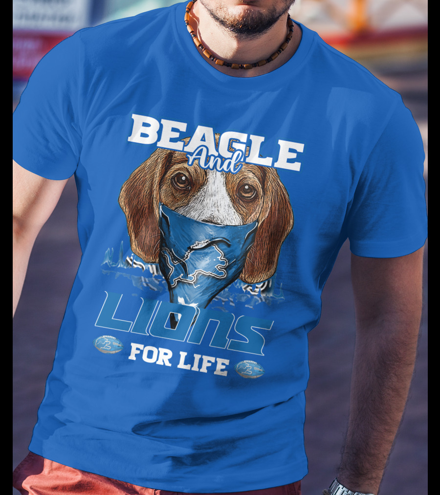 Beagle And Lions For Life Detroit Lions T-Shirt