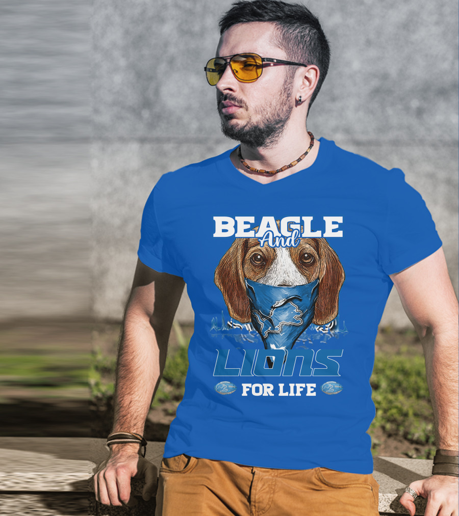 Beagle And Lions For Life Detroit Lions T-Shirt