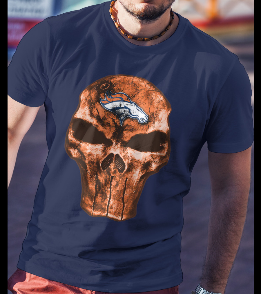 Skull Denver Broncos Logo Skull T-Shirt