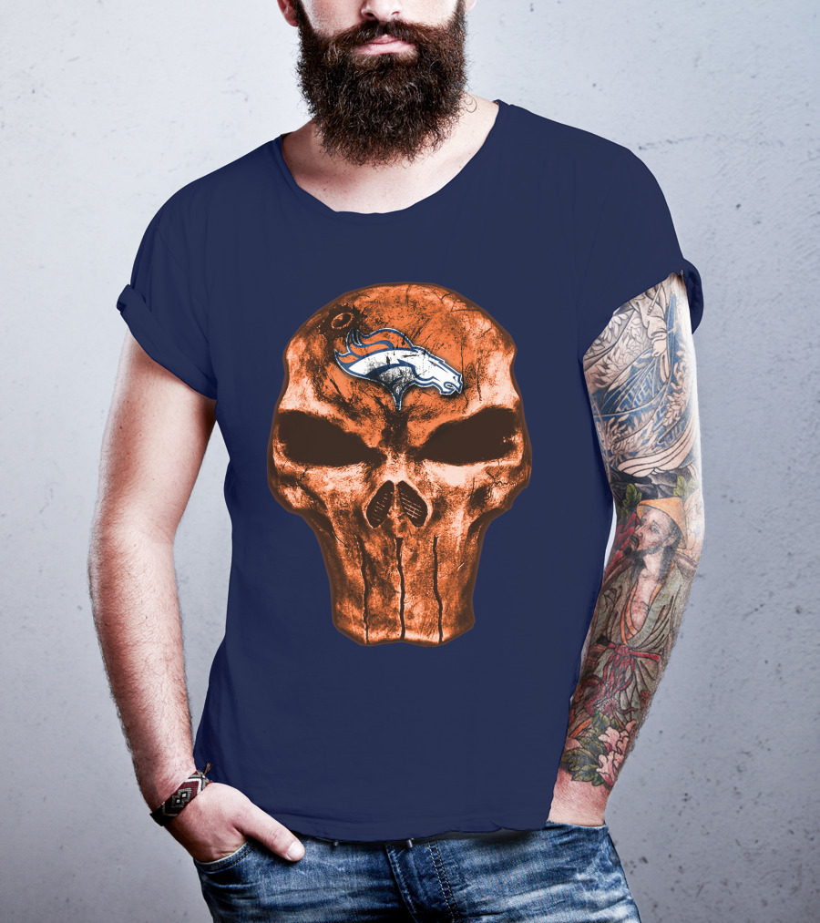 Skull Denver Broncos Logo Skull T-Shirt