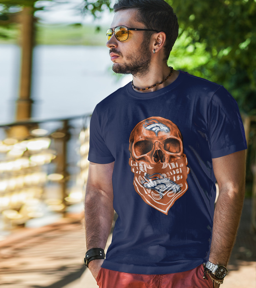 Denver Broncos Skull Bandana T-Shirt