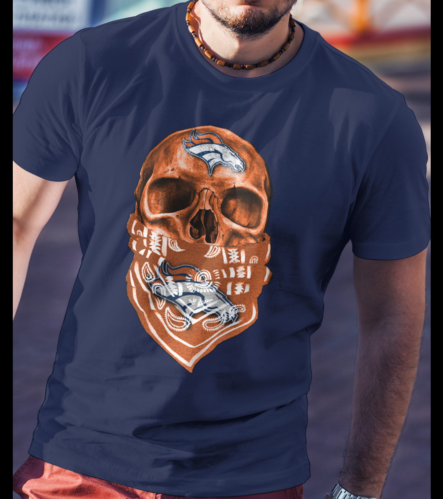 Denver Broncos Skull Bandana T-Shirt