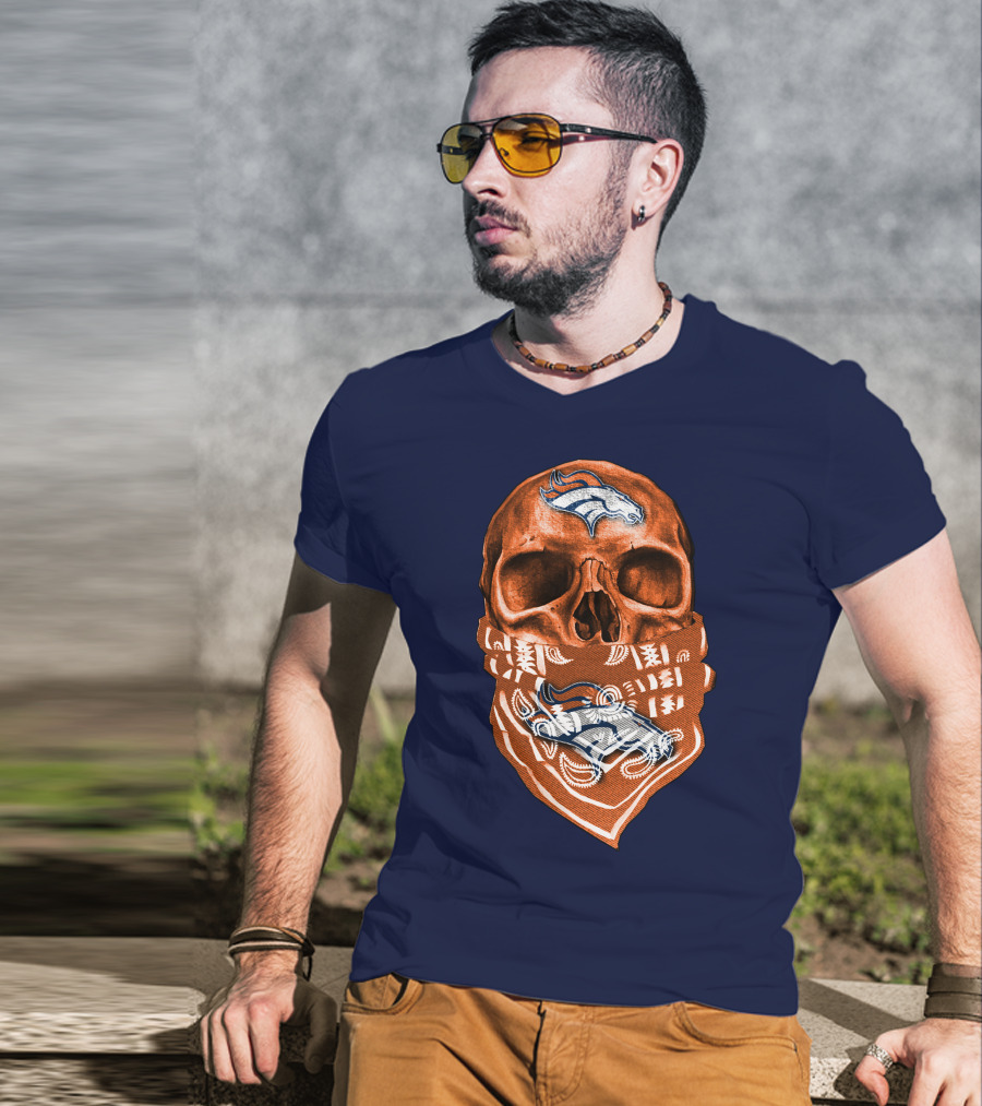 Denver Broncos Skull Bandana T-Shirt
