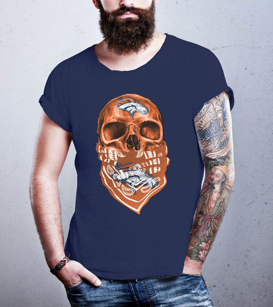 Denver Broncos Skull Bandana T-Shirt