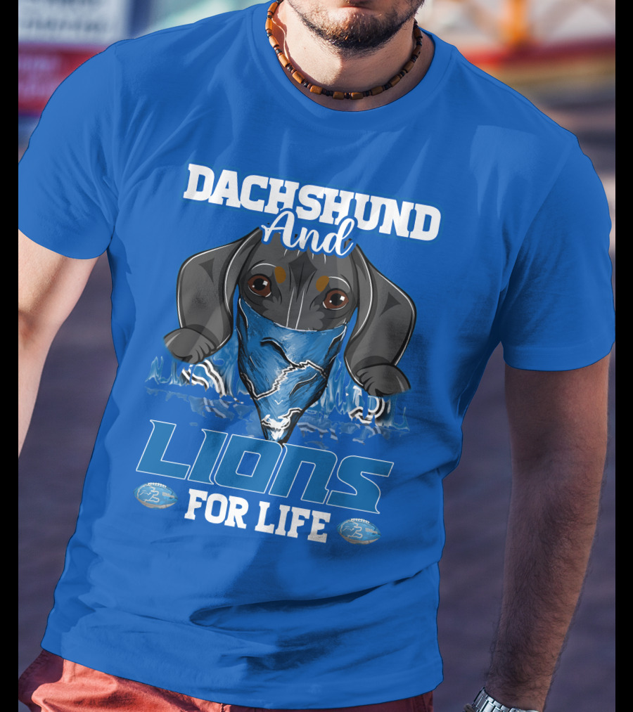 Dachshund And Lions For Life Detroit T-Shirt