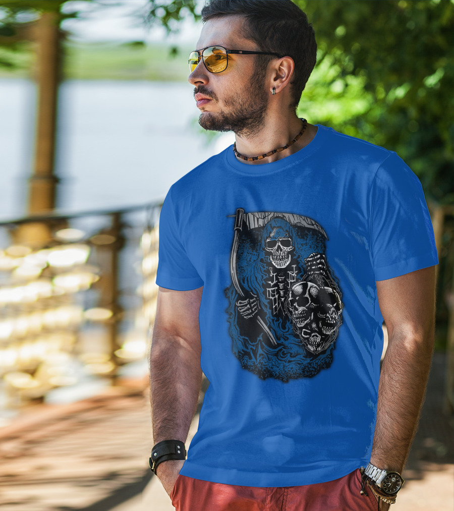 Detroit Lions Grim Reaper Skulls T-Shirt