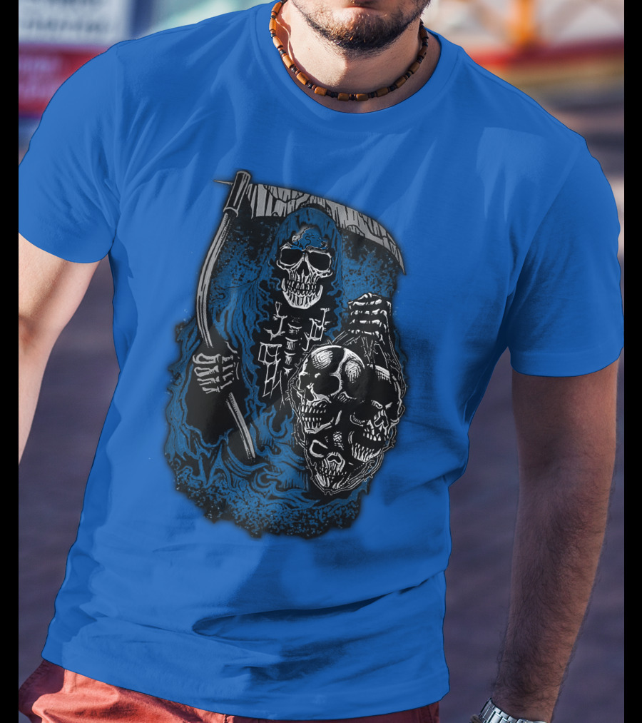 Detroit Lions Grim Reaper Skulls T-Shirt