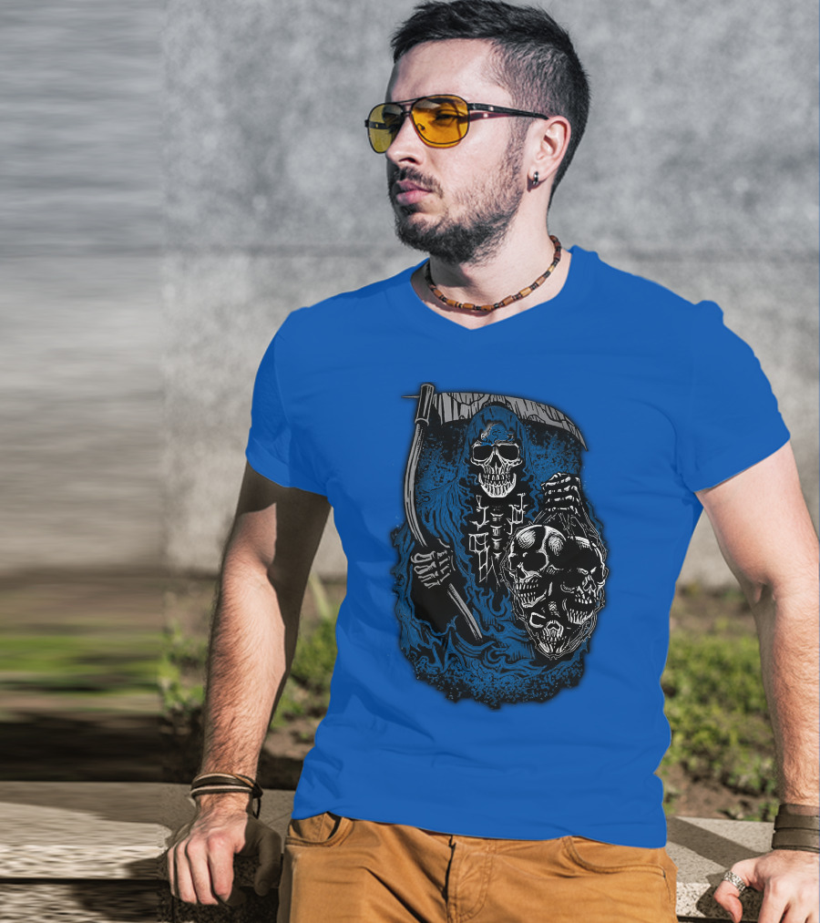 Detroit Lions Grim Reaper Skulls T-Shirt
