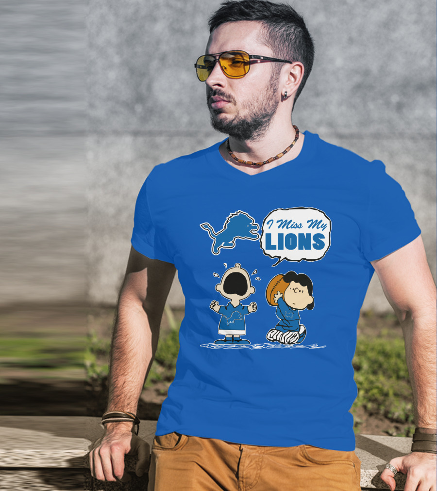 I Miss My Lions Detroit Lions Charlie Brown Football T-Shirt