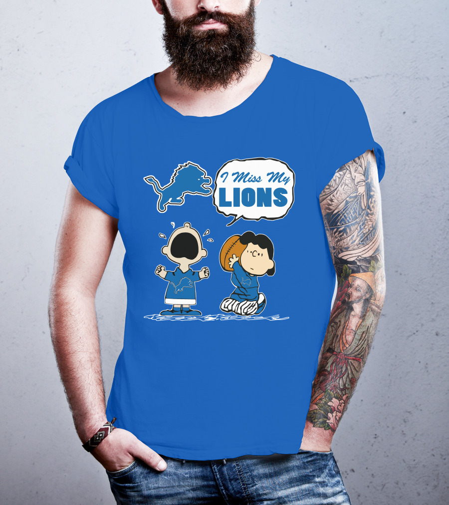 I Miss My Lions Detroit Lions Charlie Brown Football T-Shirt