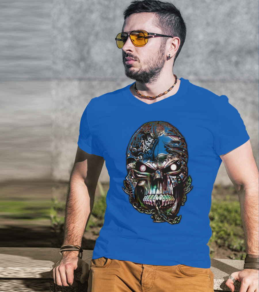 Detroit Lions 65 Skull Artwork T-Shirt
