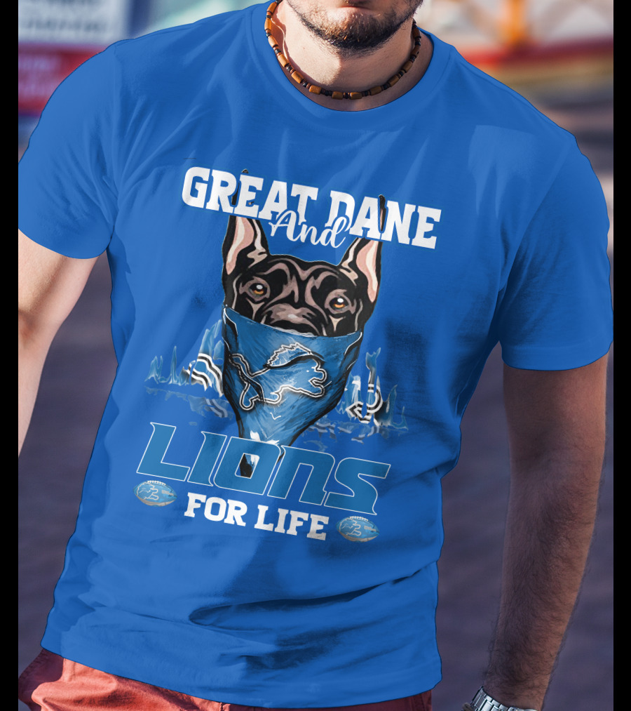 Great Dane And Lions For Life Detroit T-Shirt