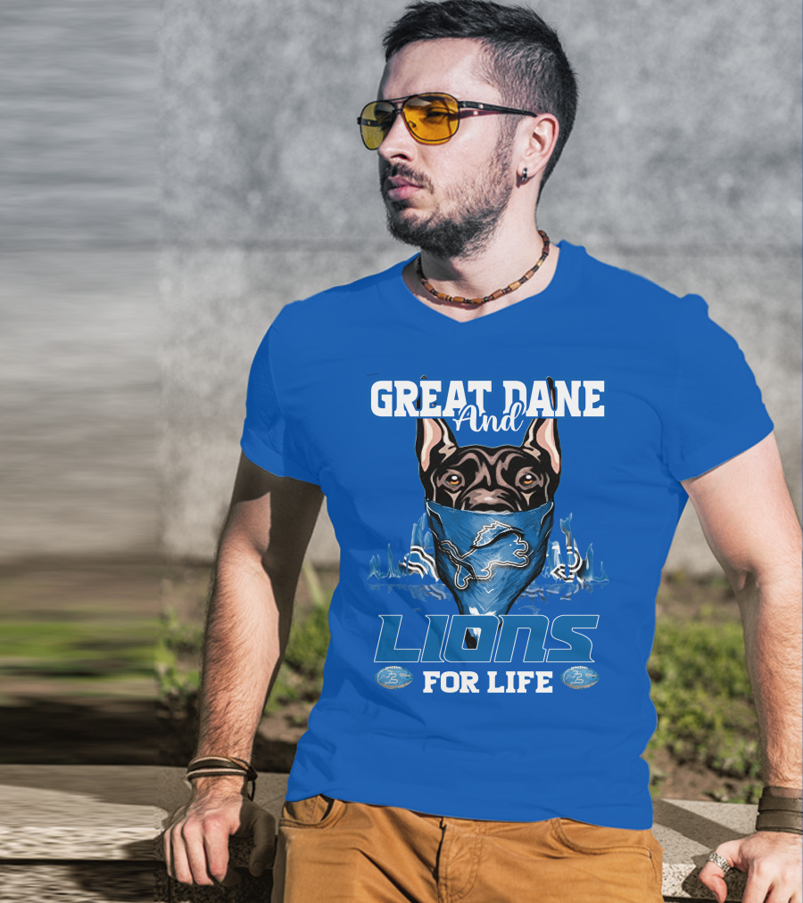 Great Dane And Lions For Life Detroit T-Shirt