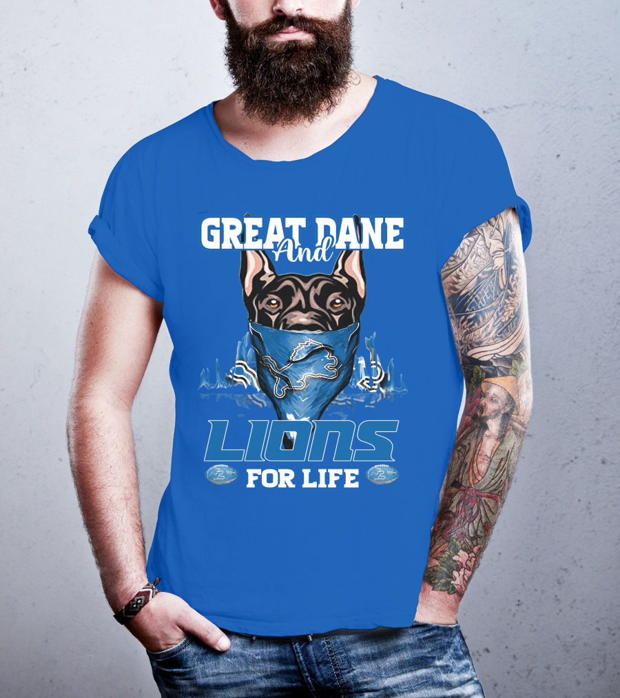 Great Dane And Lions For Life Detroit T-Shirt