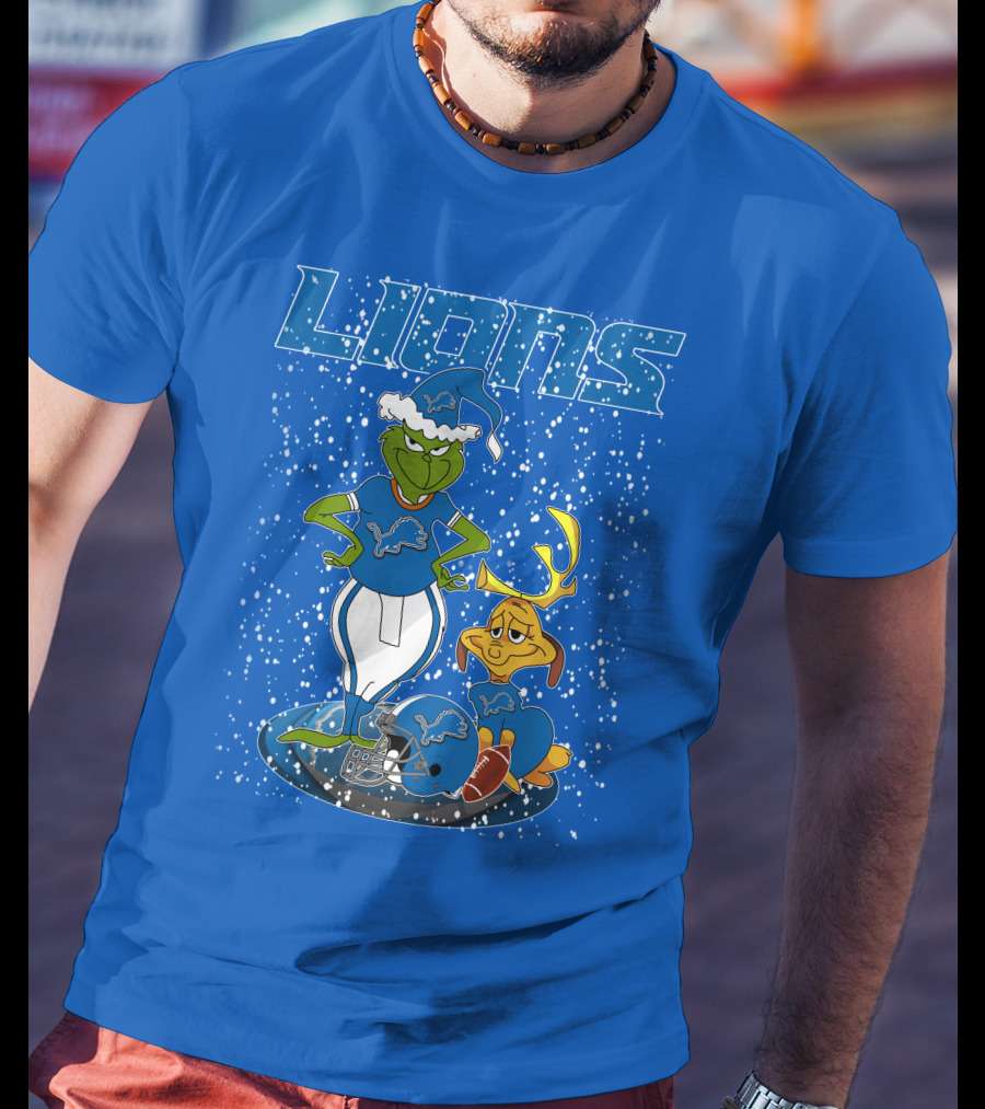Grinchxmas Detroit Lions Festive Character Crossover T-Shirt