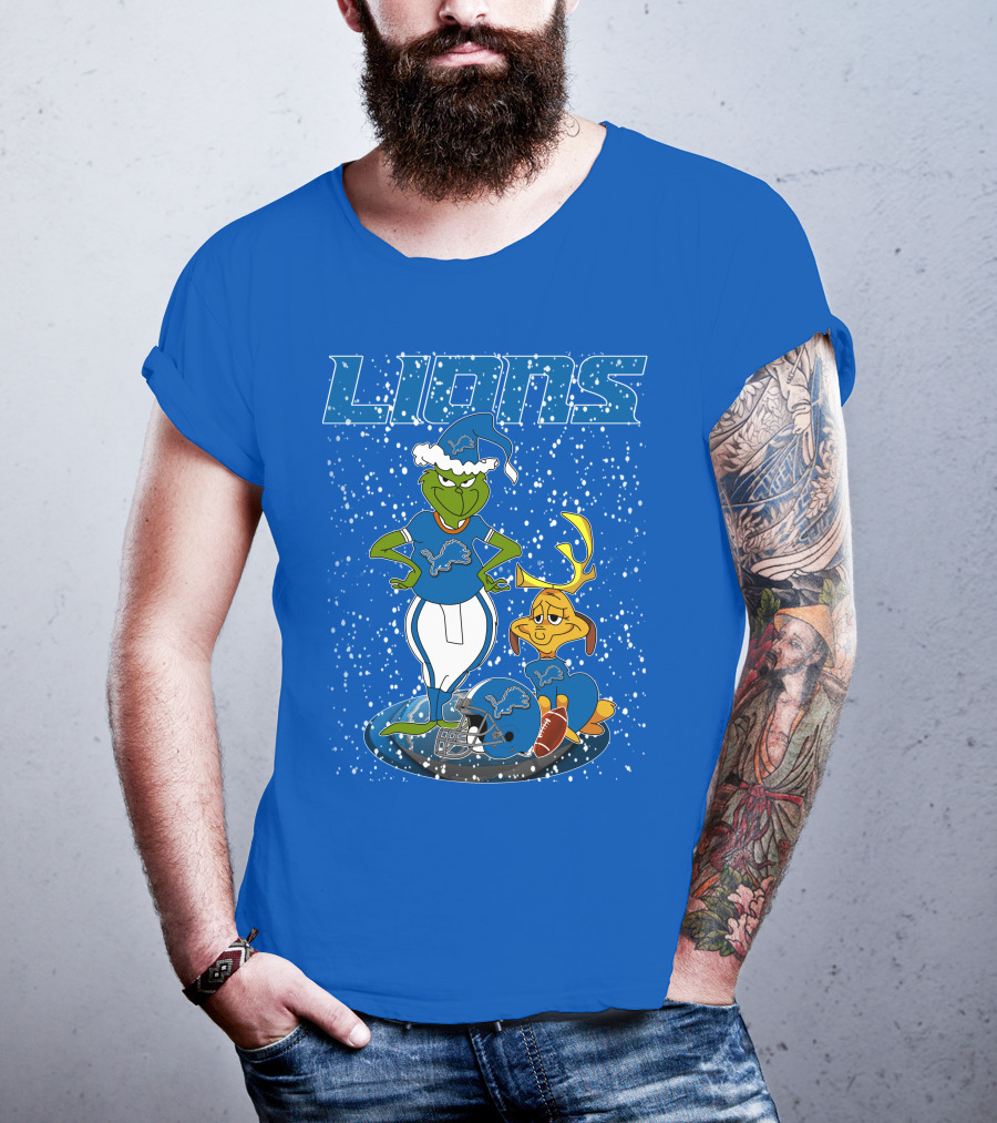 Grinchxmas Detroit Lions Festive Character Crossover T-Shirt