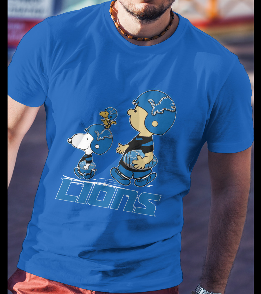 Snpfootball DETROIT LIONS Peanuts Helmet Blue T-Shirt