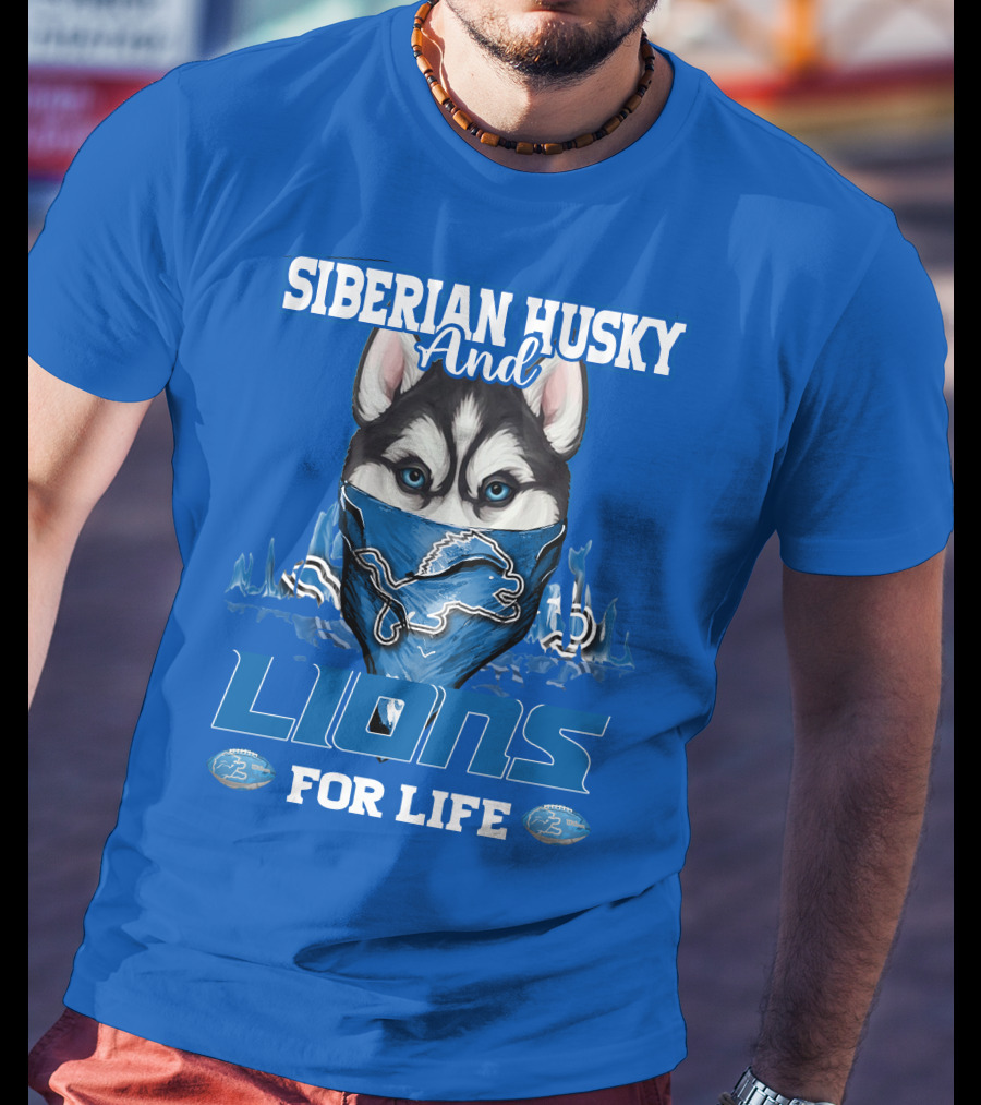 Siberian Husky And Lions For Life Detroit T-Shirt