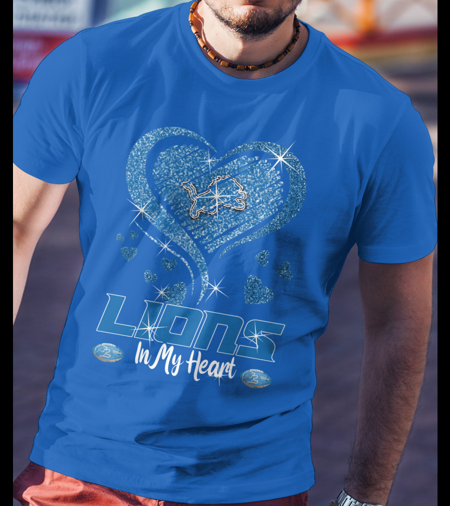 Lions In My Heart Detroit Football Sparkling T-Shirt