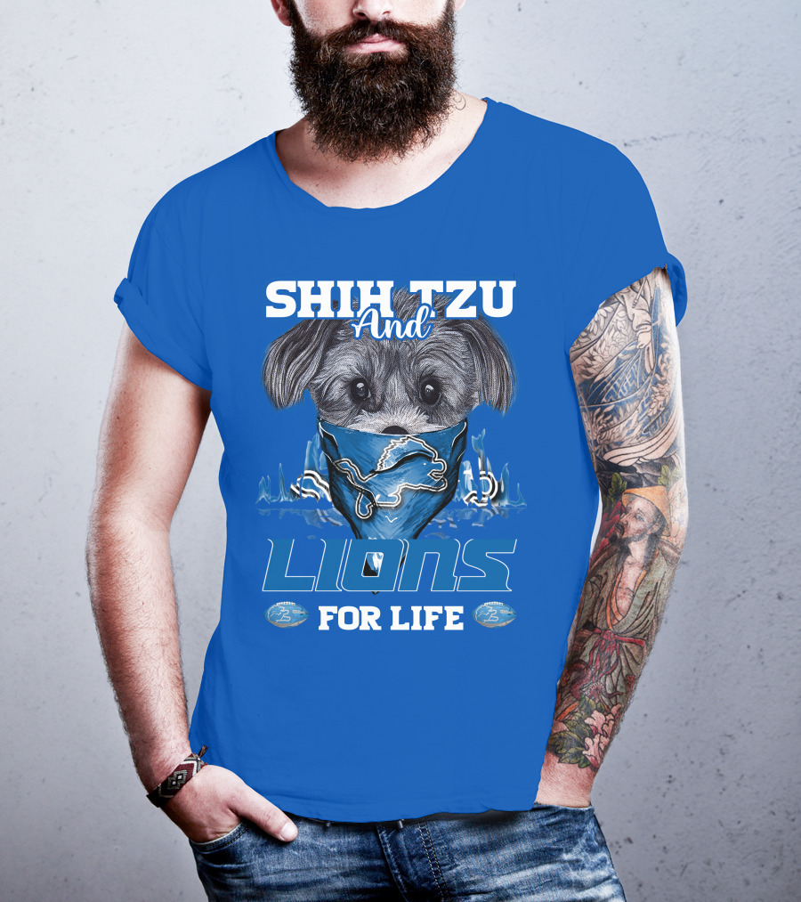 Shih Tzu And Lions For Life Detroit Lions T-Shirt