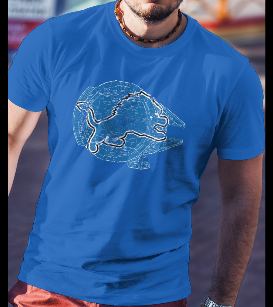 Detroit Lions Millennium Falcon Football Crossover T-Shirt