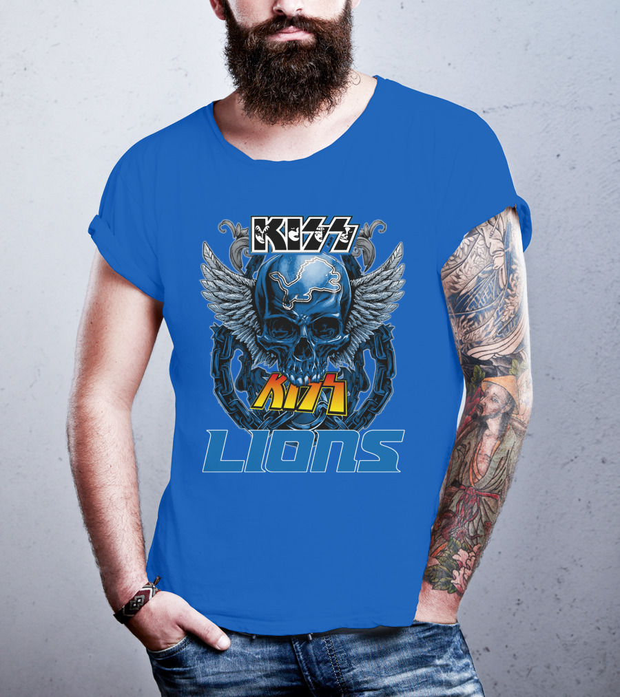 KISS Detroit Lions Skull Wings T-Shirt