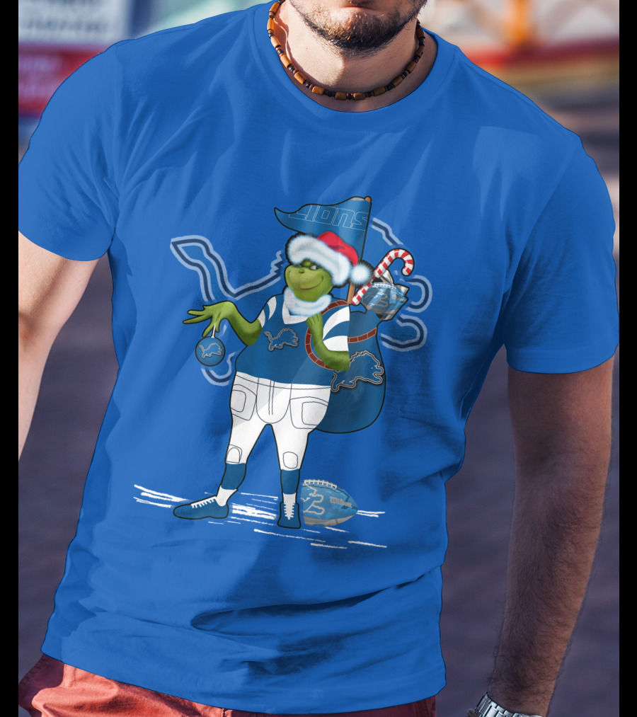 Grinchxmas Detroit Lions Holiday Football T-Shirt