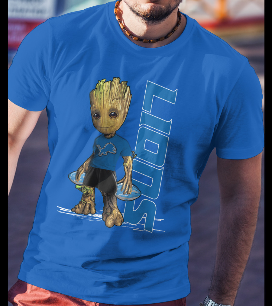 Groot Detroit Lions NFL Team Groot T-Shirt