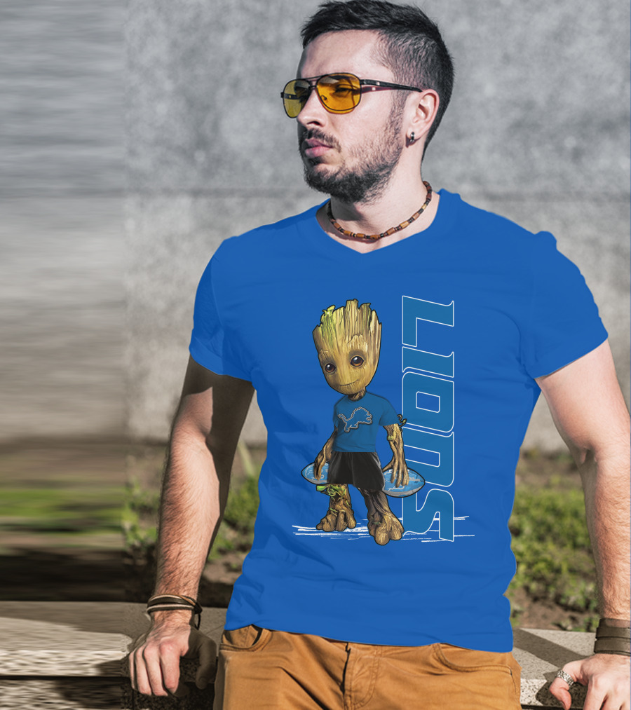 Groot Detroit Lions NFL Team Groot T-Shirt