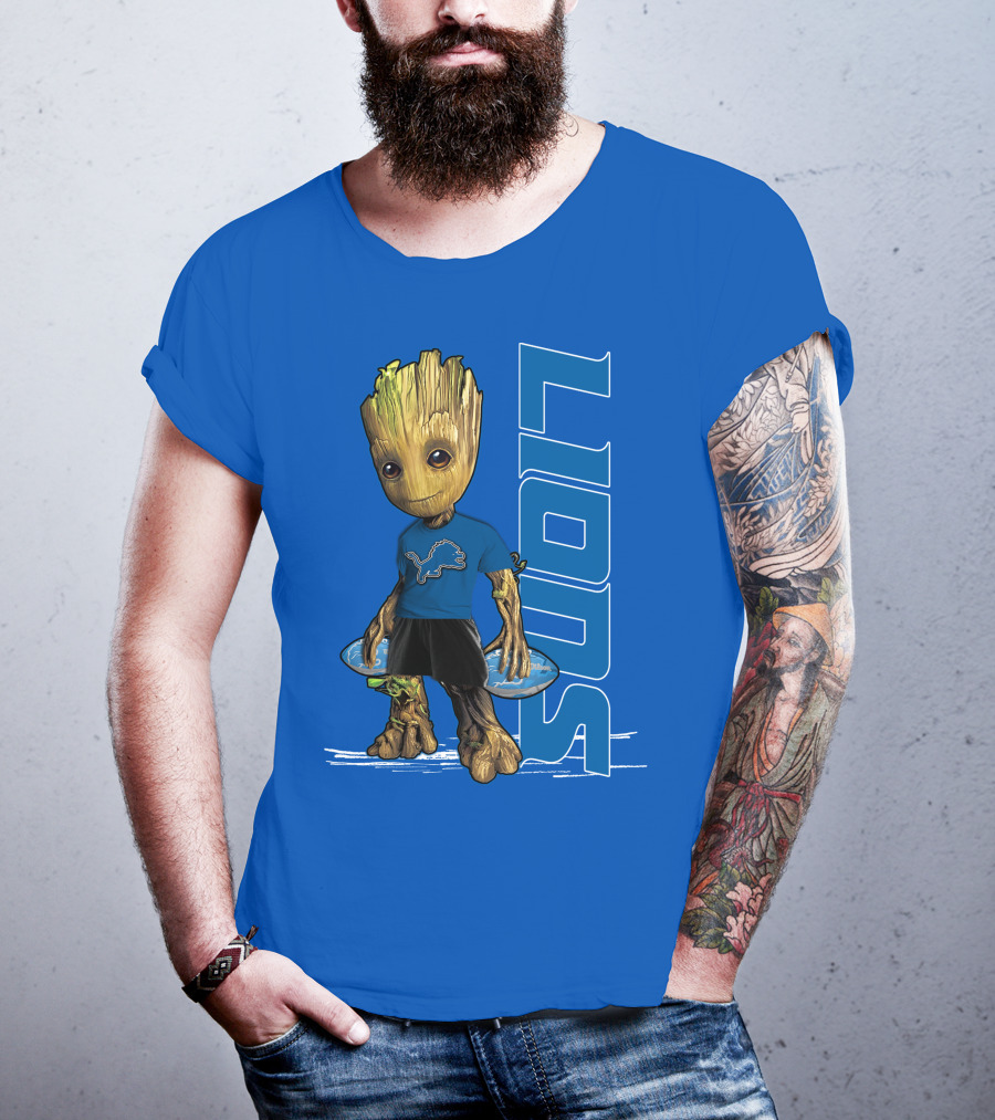 Groot Detroit Lions NFL Team Groot T-Shirt