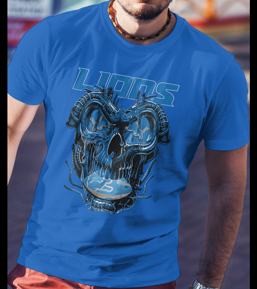 DETROIT LIONS Dragonskull Football Fusion T-Shirt