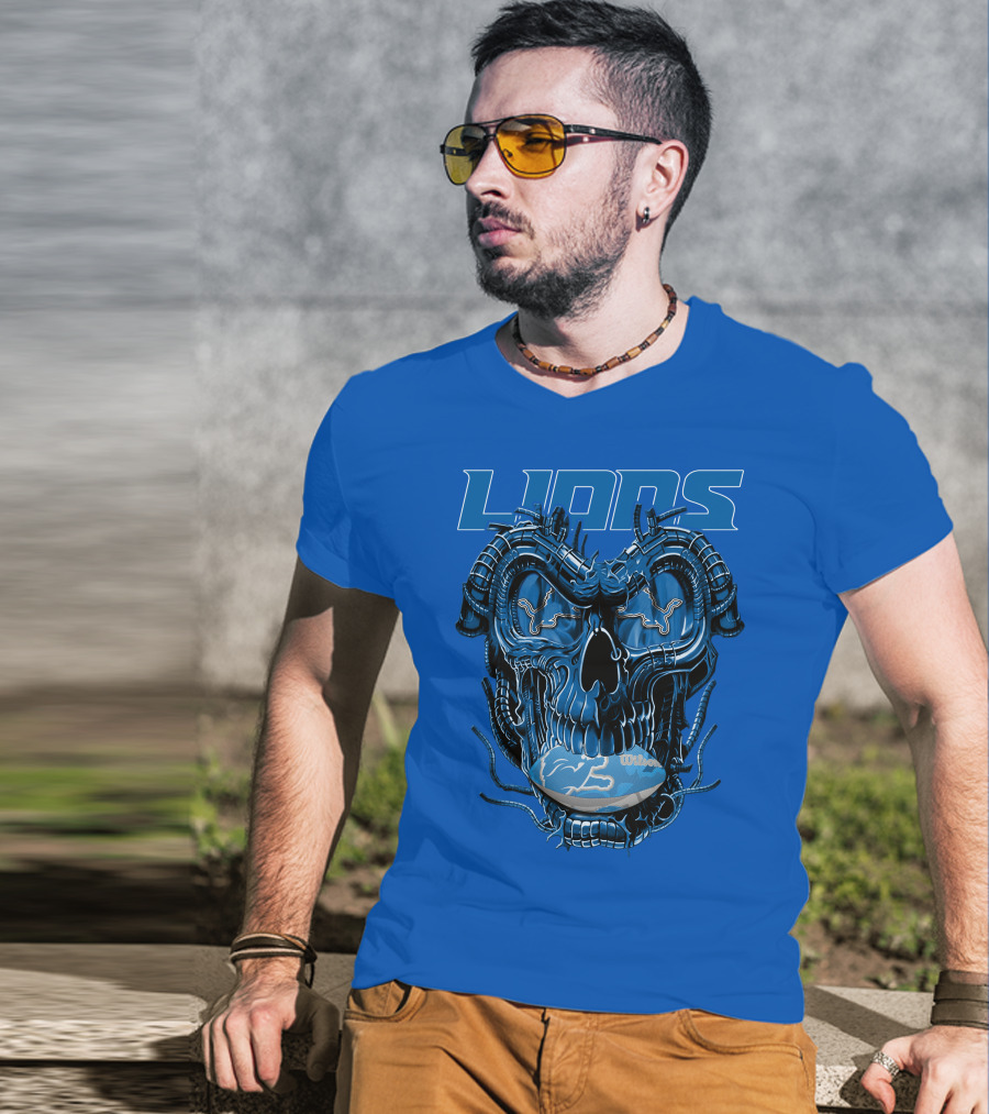 DETROIT LIONS Dragonskull Football Fusion T-Shirt